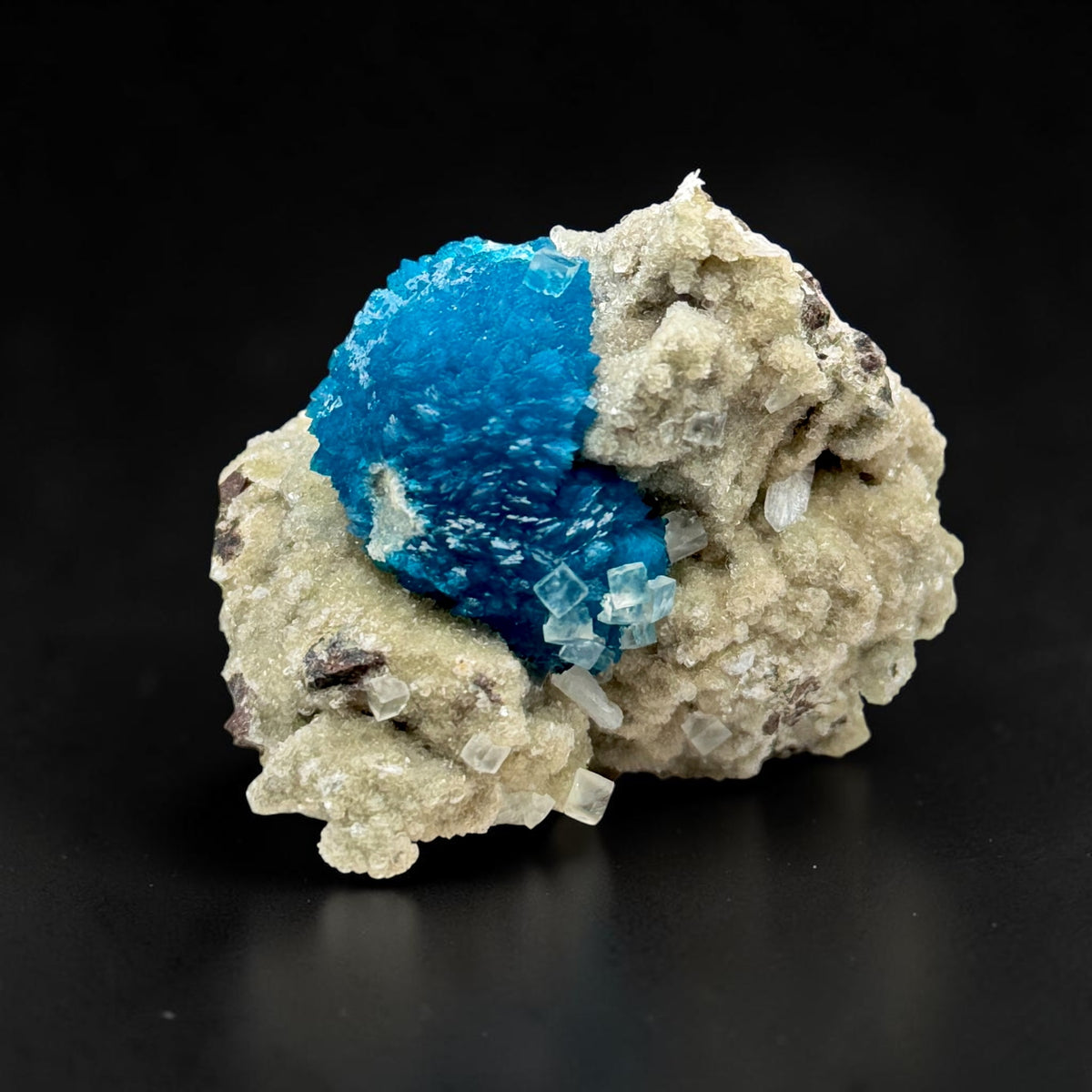 Calcite on Cavansite