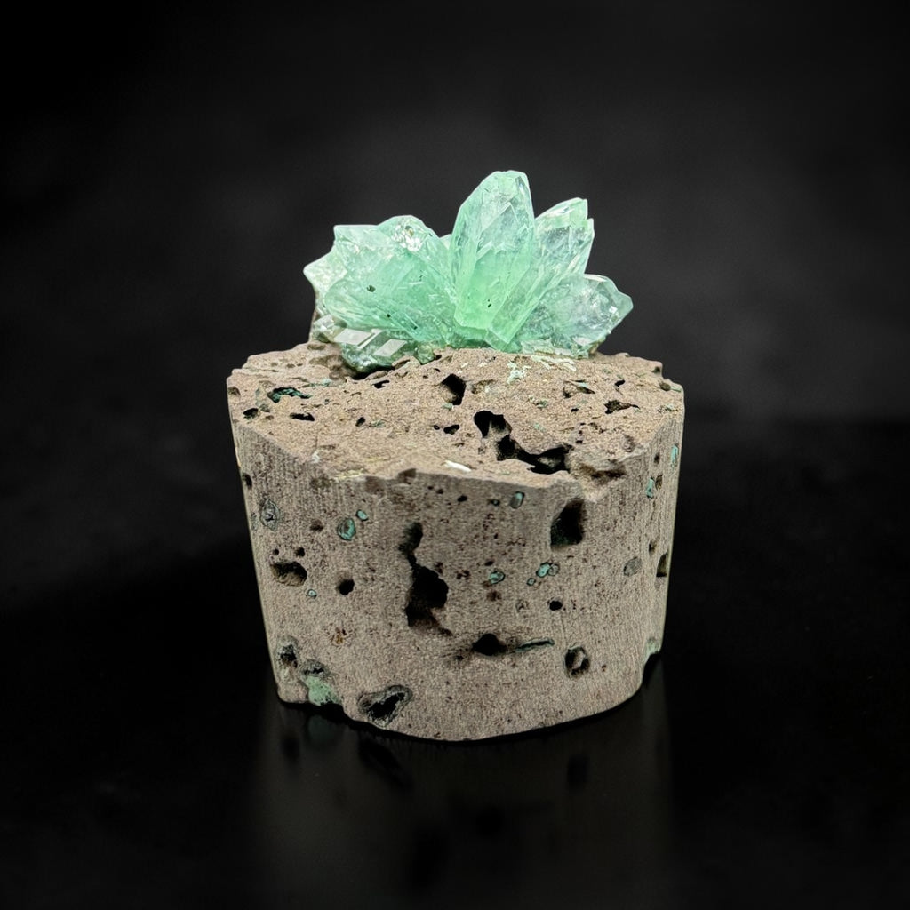 Cupcake Green Apophyllite on Basalt