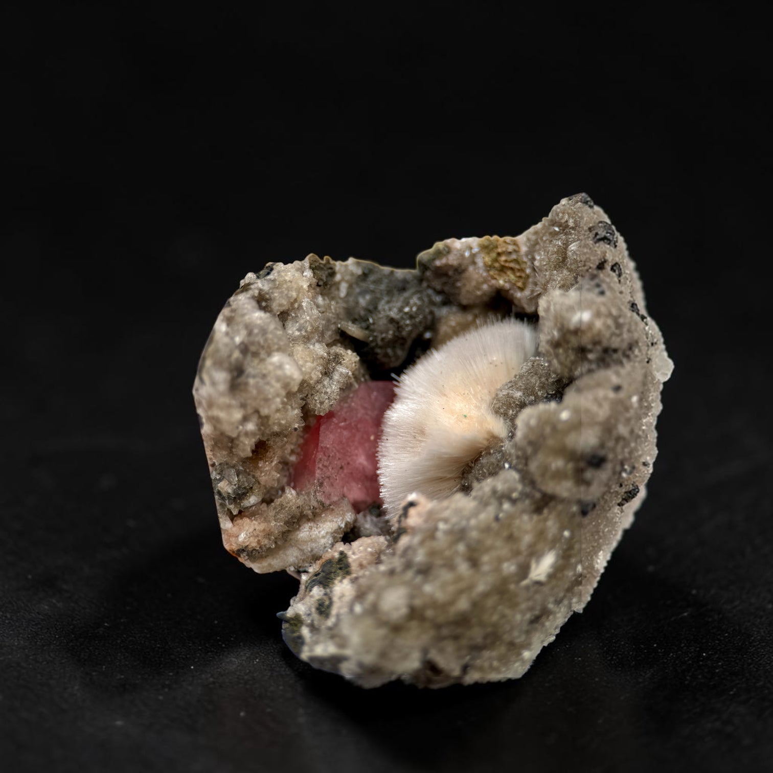 Pink Calcite with Mesolite