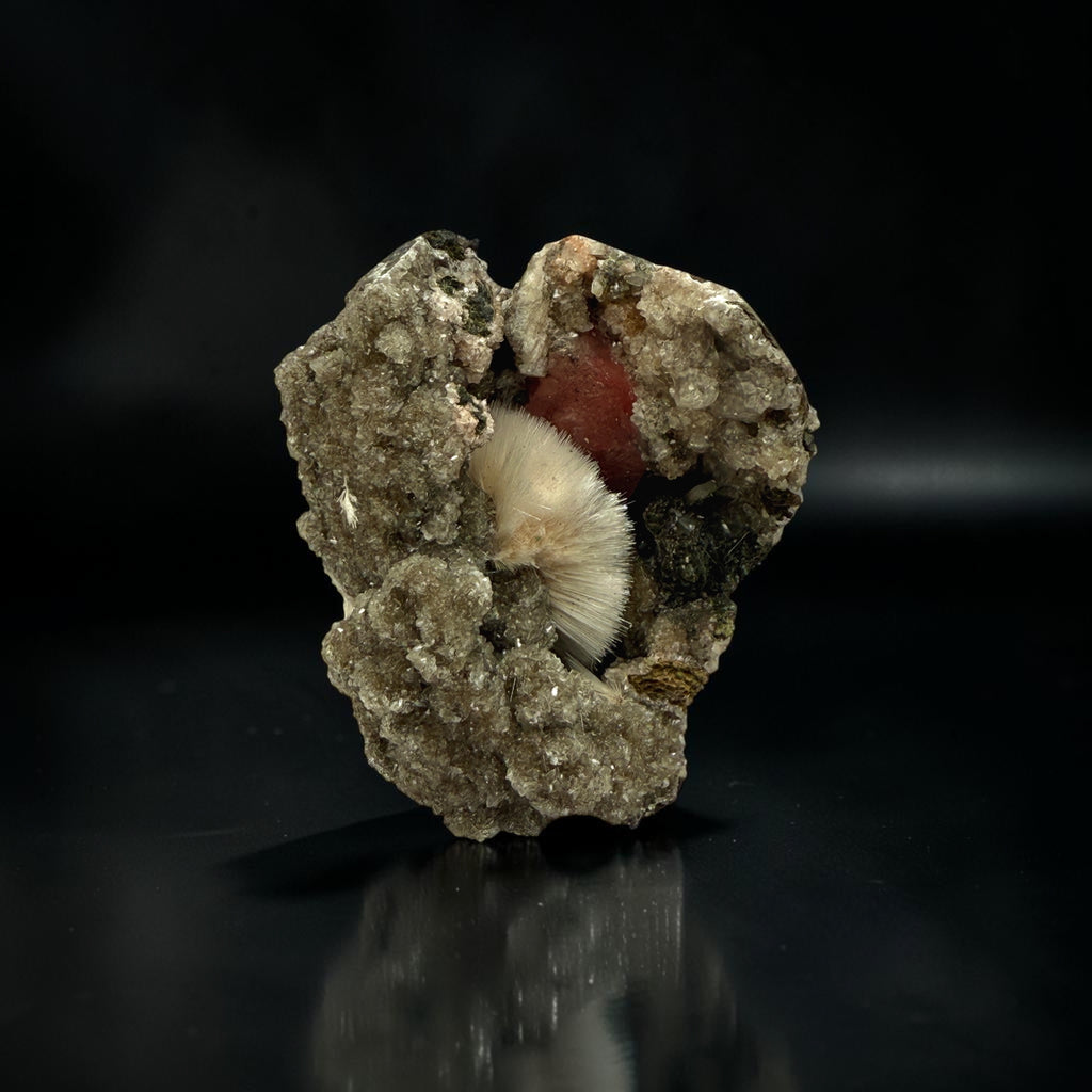 Pink Calcite with Mesolite