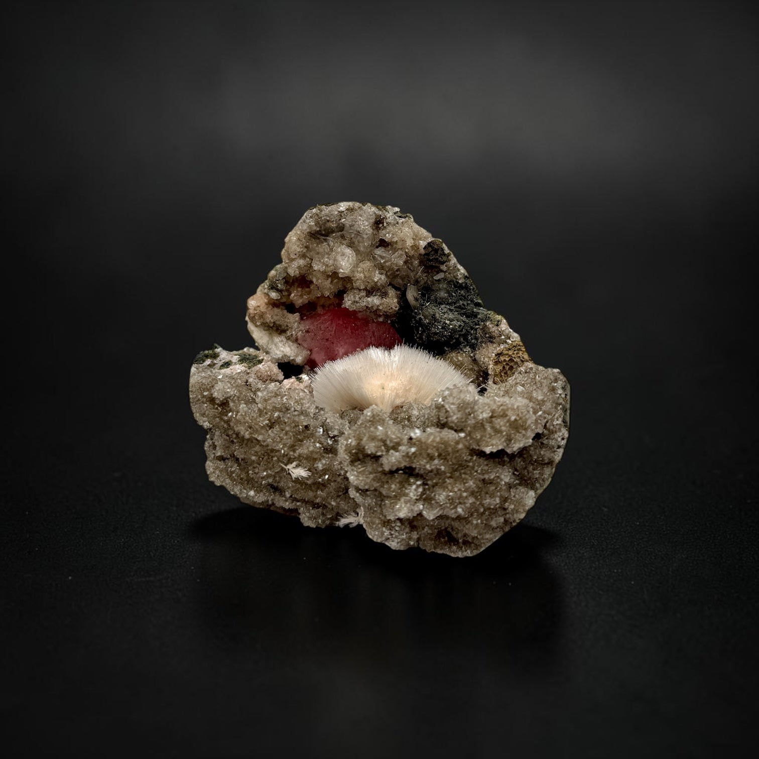 Pink Calcite with Mesolite
