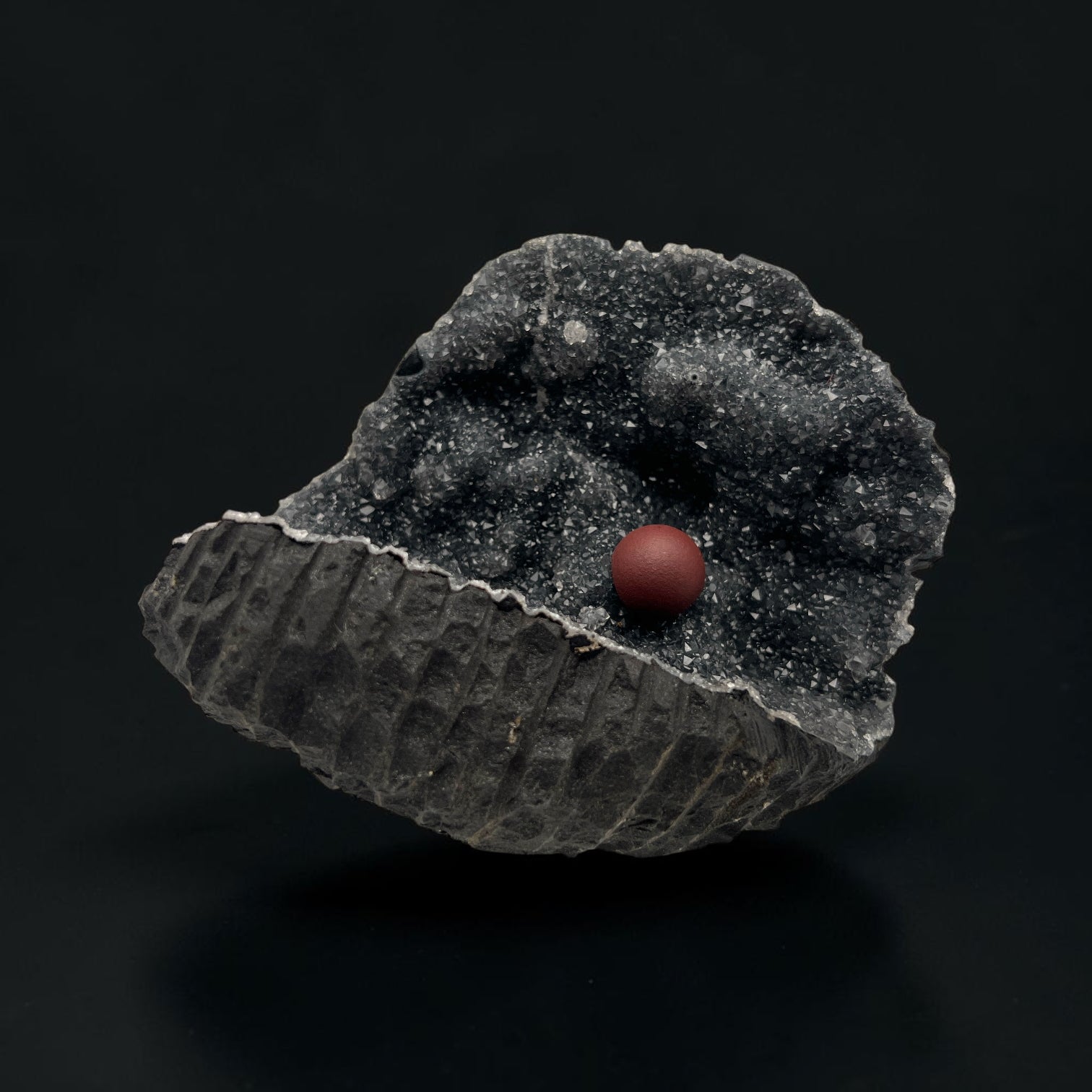 Red Fluorite on Black Chalcedony