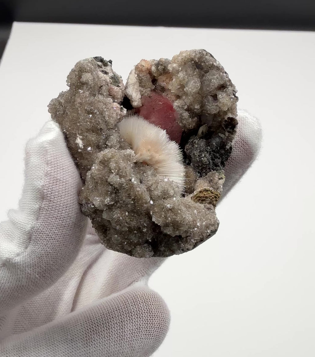 Pink Calcite with Mesolite